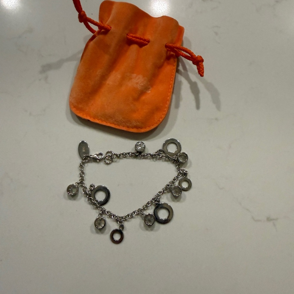 Folli Follie Elegant Silver Circle Charm with crystals Bracelet